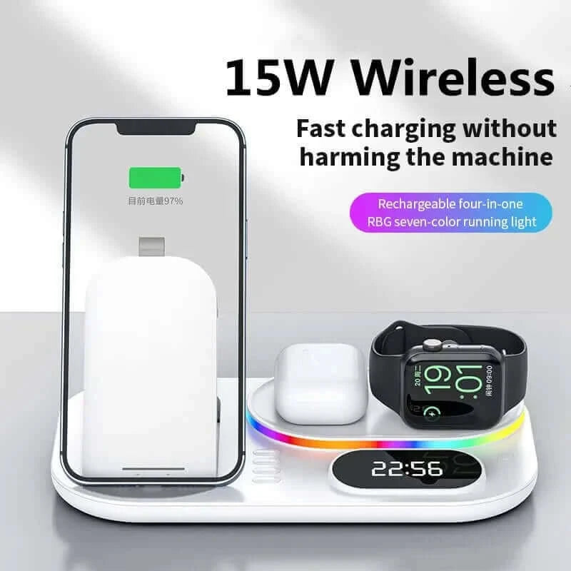 4 in 1 Wireless Charger Stand Light For iPhone 14 13 12 11 X Apple.