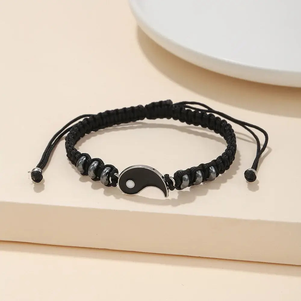 Tai Chi Yin Yang Couple Bracelet for Lover Handmade Woven Baided Rope Adjustable Bracelets Bff Friendship Bangles Jewelry Gift