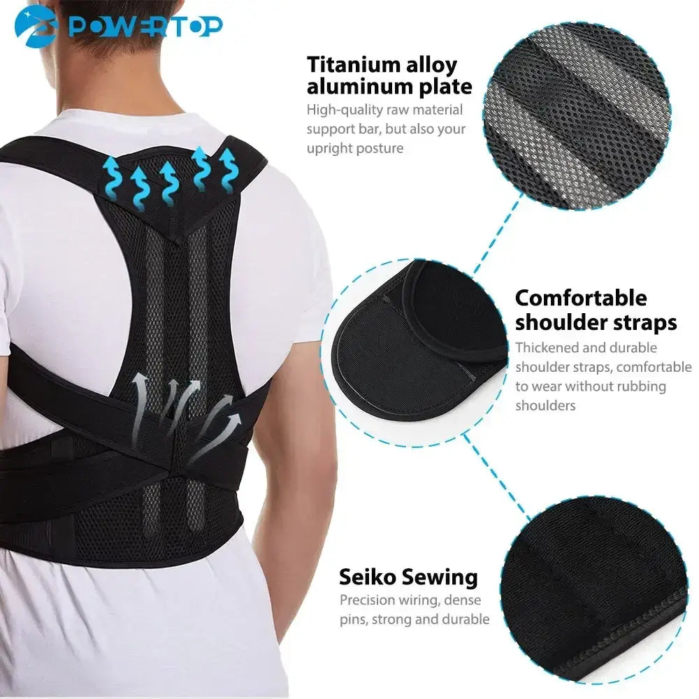 Adjustable Posture Support Vest - Black or Gray
