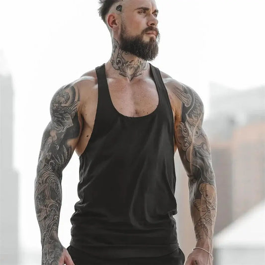 Summer Y Back Gym Stringer Tank Top Men Cotton Clothing Bodybuilding.