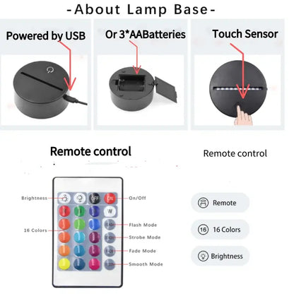 Horse 3D Illusion LED Night Light with Remote