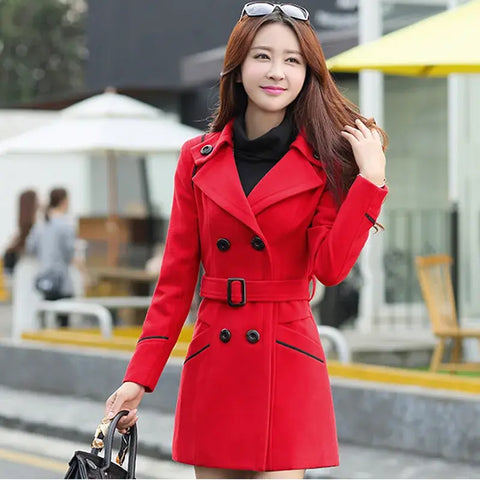 Autumn Winter Women Wool Coat 2024 Ladies Woolen Long Coat Female