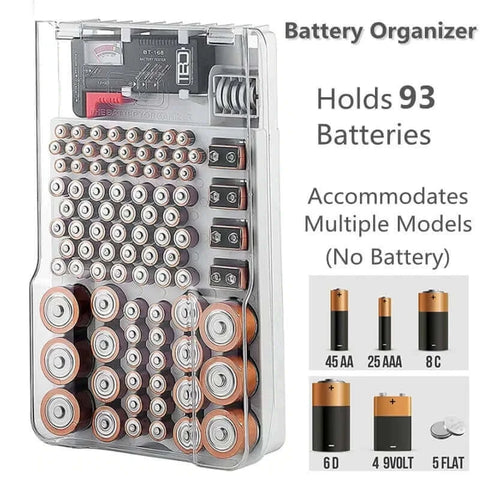 The Battery Organizer and Tester with Cover Battery Storage Organizer.