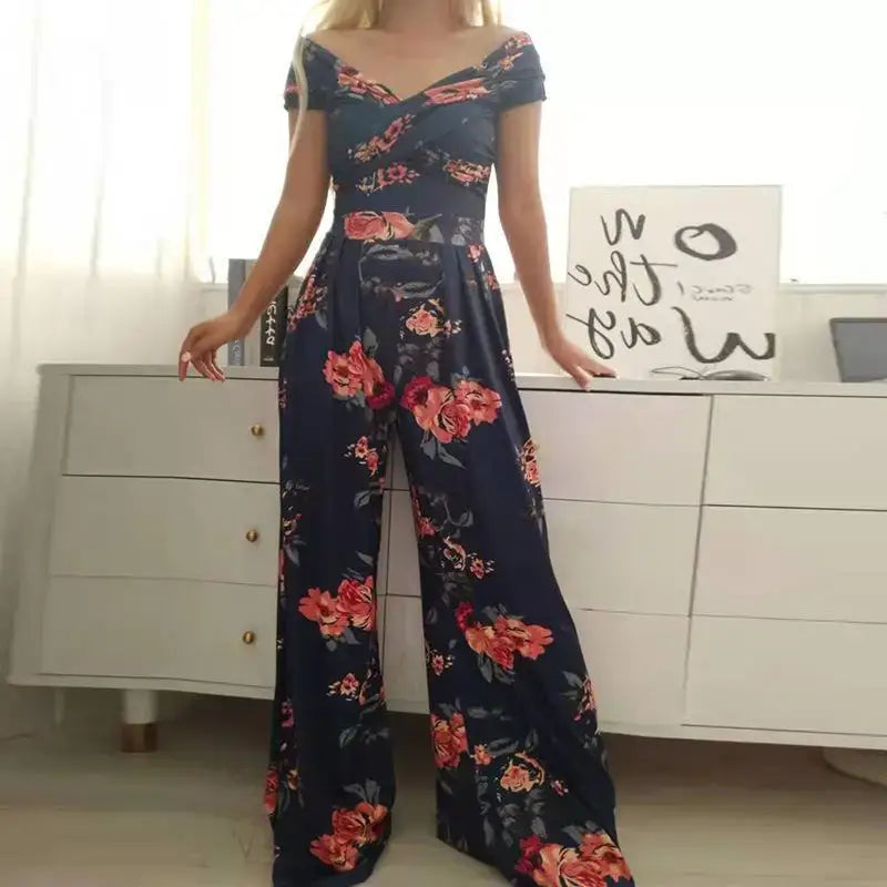 Floral Print Jumpsuit Women Y2K Summer Party Overalls