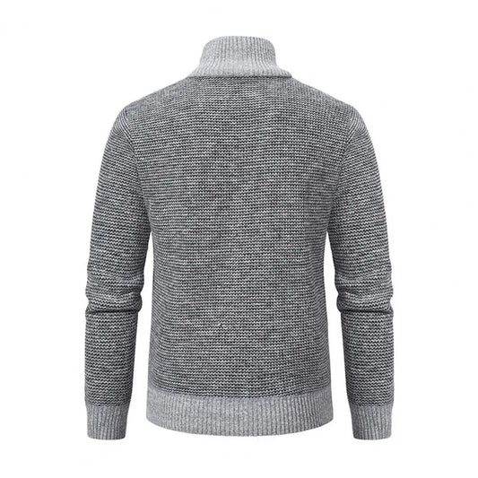 Slim Fit Men Jacket Men's Thickened Knitted Sweater Coat with Pockets