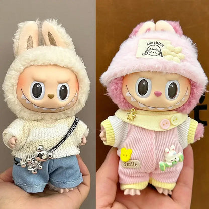 Cute Labubu Doll Outfit Set - Jumpsuit &amp; Plush Hat