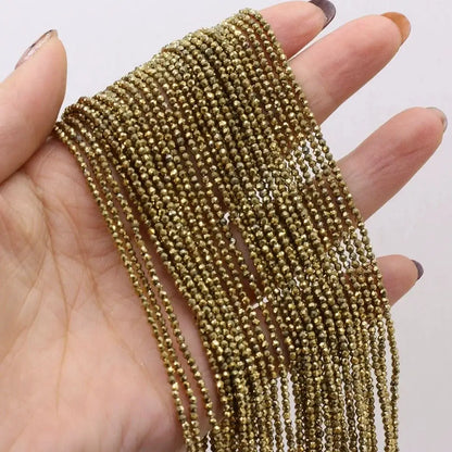 2pcs 2mm/3mm Natural Stone Shiny Beads Gold Color Faceted Spinel for Jewelry Making DIY Necklace Bracelet Accessories