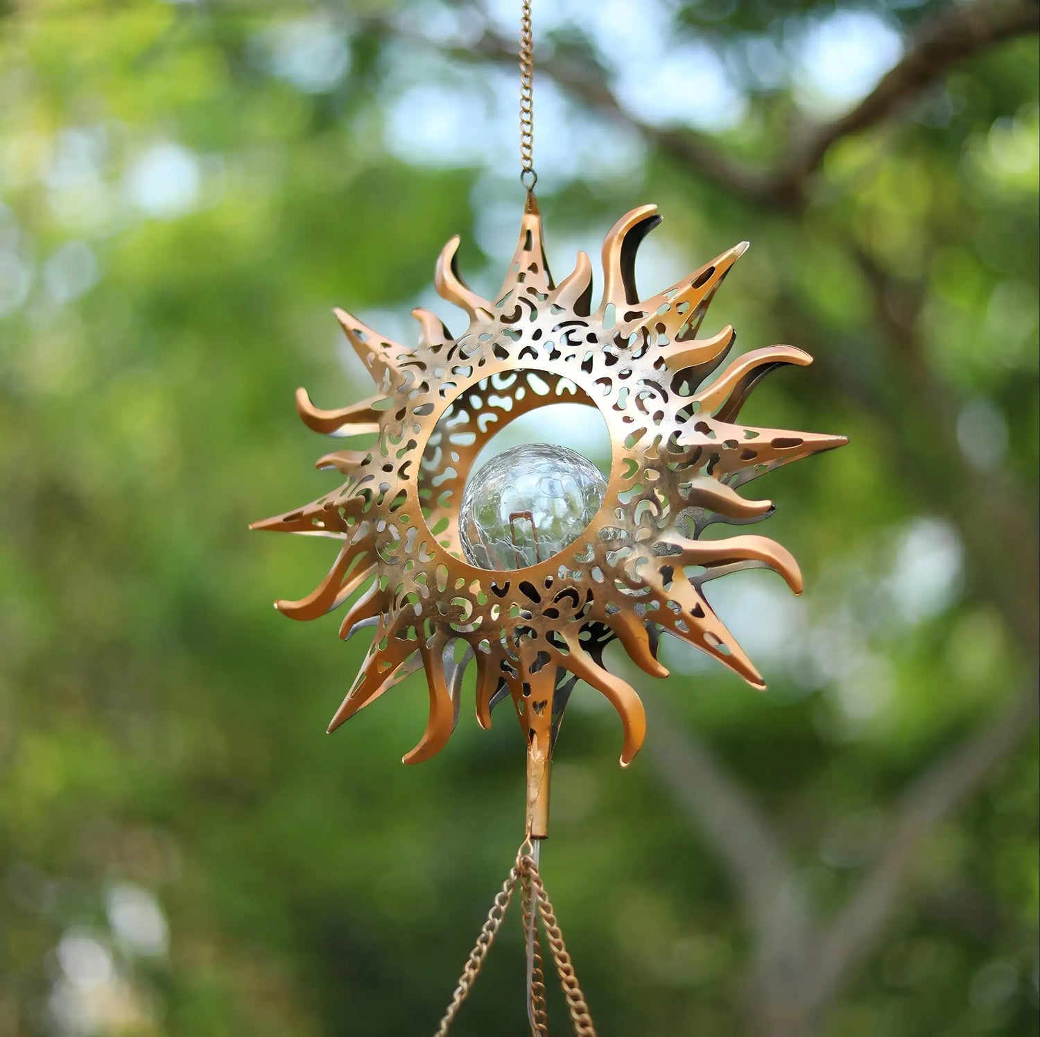 Glowing Crackle Glass Solar Wind Chimes Waterproof LED Outdoor Wind Bells Unique Garden Decorative Gifts