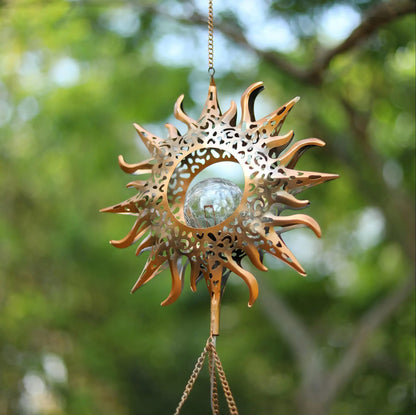 Glowing Crackle Glass Solar Wind Chimes Waterproof LED Outdoor Wind Bells Unique Garden Decorative Gifts