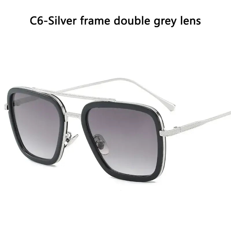 Sun Glasses Fashion Square frame Tony Stark Style Women Sunglasses Men Square Brand Design Sun Glasses Oculos Retro Male Iron