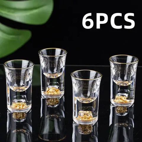 Crystal Liquor Spirits Shot Glasses Gift Box Gold Mountain Thick