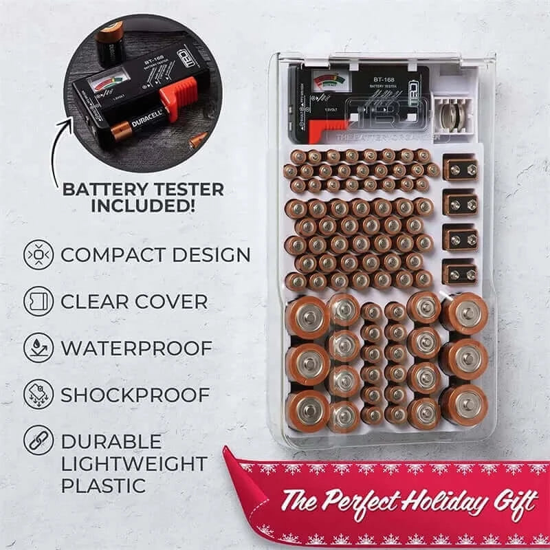 The Battery Organizer and Tester with Cover Battery Storage Organizer.