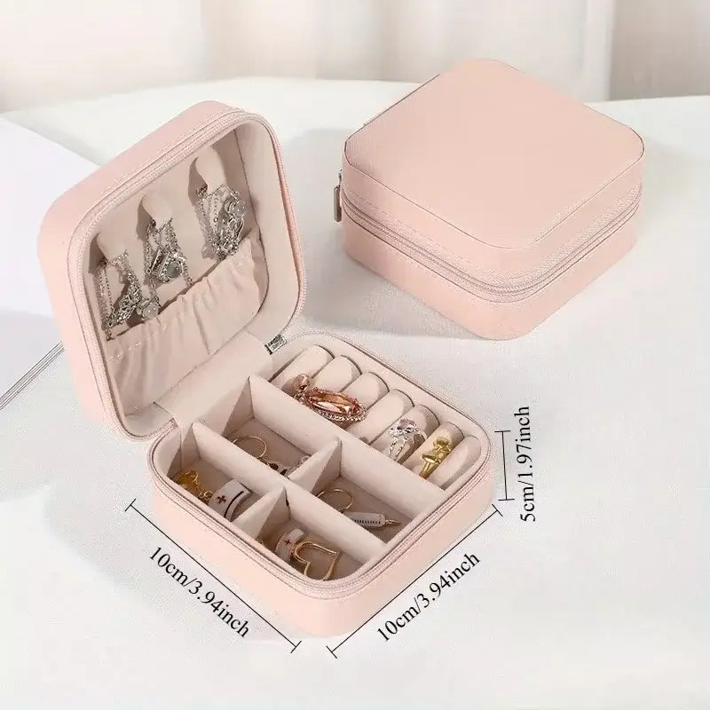 Square Jewelry Organizer Box with Lid | 6-Color Travel Case for Earrings, Necklaces &amp; Rings - Gift for Women