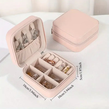 Square Jewelry Organizer Box with Lid | 6-Color Travel Case for Earrings, Necklaces &amp; Rings - Gift for Women