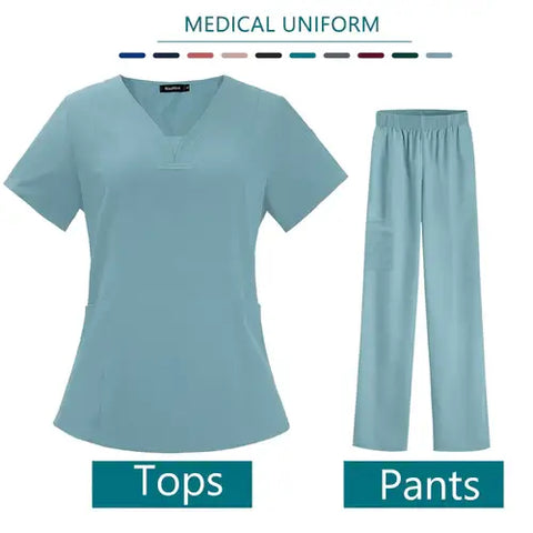 Nurse Medical Uniform High Quality Pet Grooming Care Workwear Set.