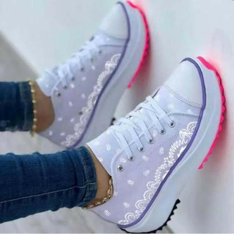 2022 Pattern Canvas Women Sneakers Casual Sport Shoes.