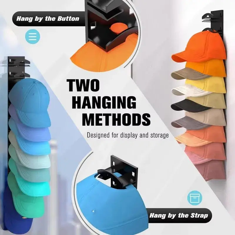 10 Grids Wall Mount Baseball Cap Storage Rack Holds 16 Hats Space Saving Closet Hat Organizer Hooks