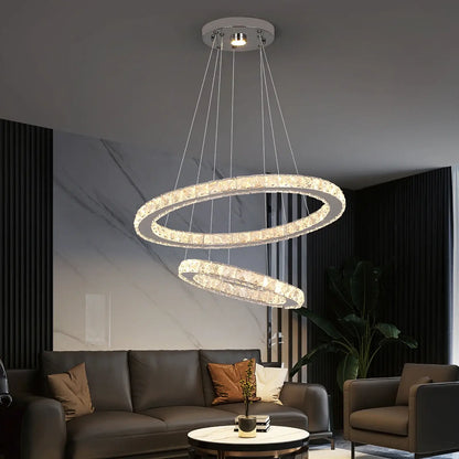 GreeLustr Crystal Ring Pendant Light, Selectable Controls