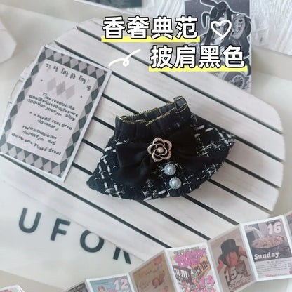 17cm Labubu Doll Accessories Clothes Advanced Luxury Design Sweet Woolen Shawl Suit Skirt Labubu Clothes Messenger Bag Loafers