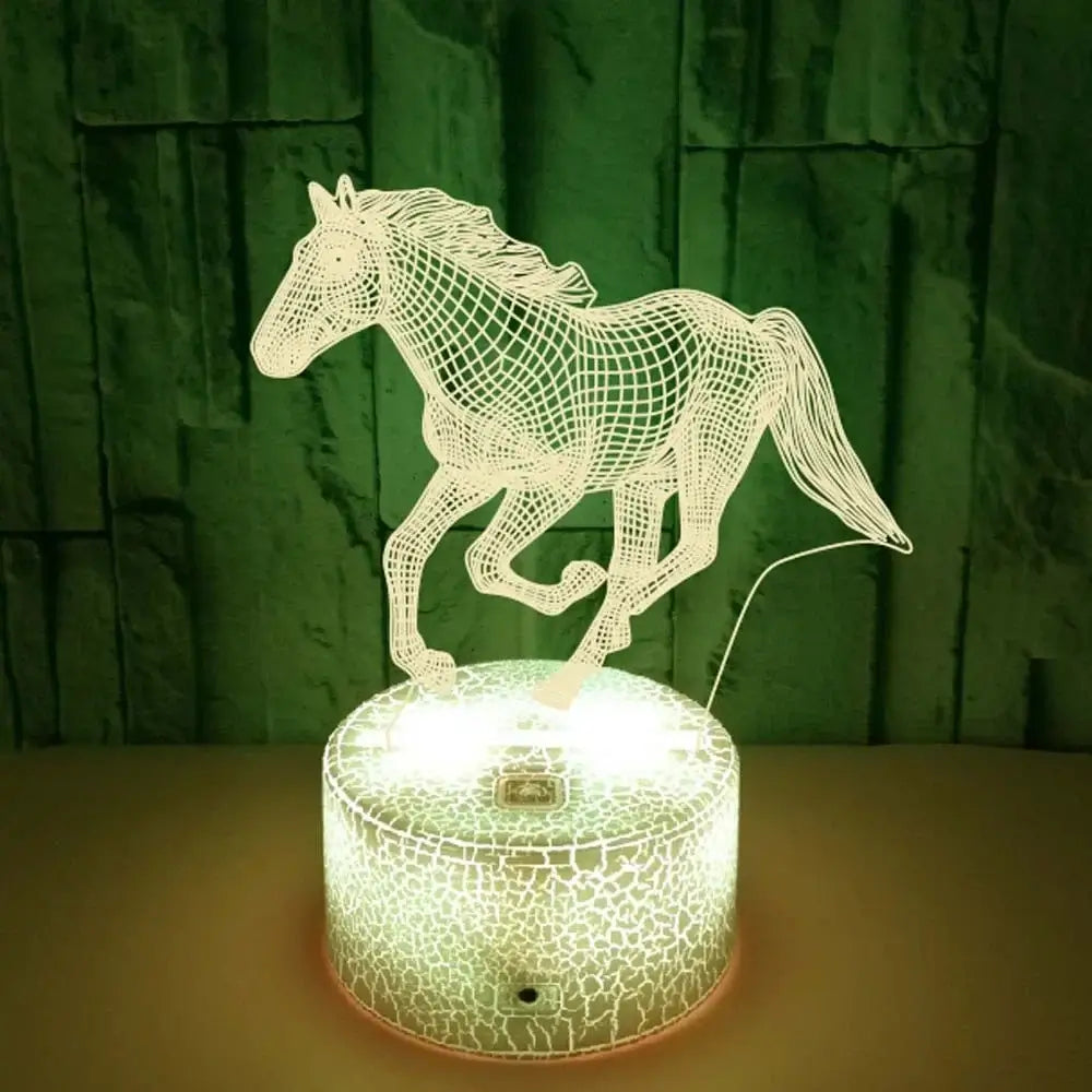 Horse 3D Illusion LED Night Light with Remote