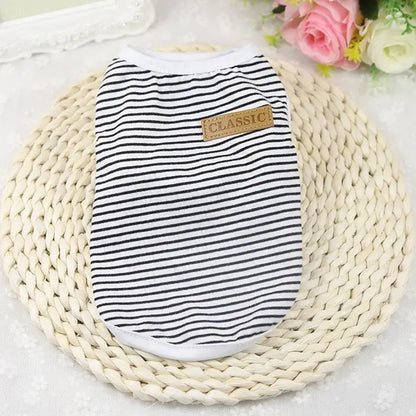 Summer Cotton Striped Vest for Small Dogs