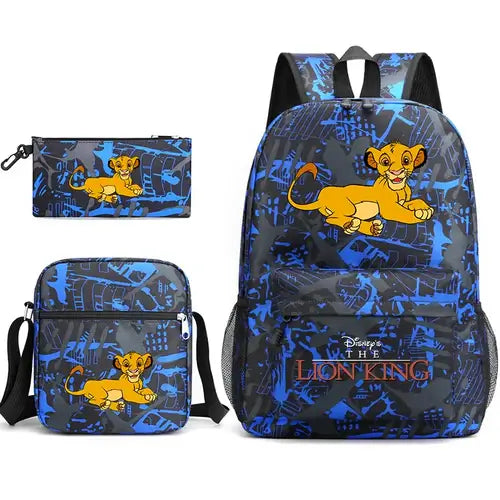 3Pcs Disney The Lion King Simba Bookbag Kids Backpack Boys Girls