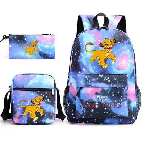 3Pcs Disney The Lion King Simba Bookbag Kids Backpack Boys Girls