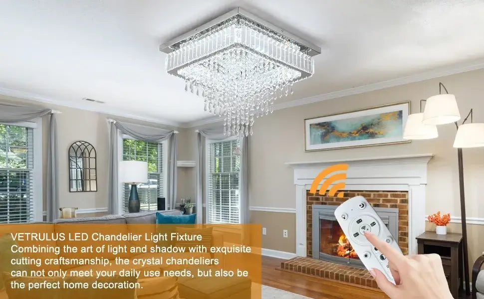 Square Crystal Raindrop LED Ceiling Chandelier