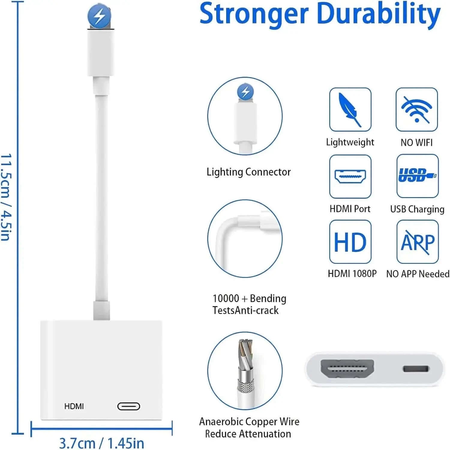 8Pin Port to HDMI Adapter 1080P Screen Converter Compatible iPhone to.