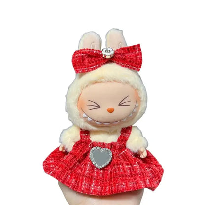 Labubu plush doll skirt set