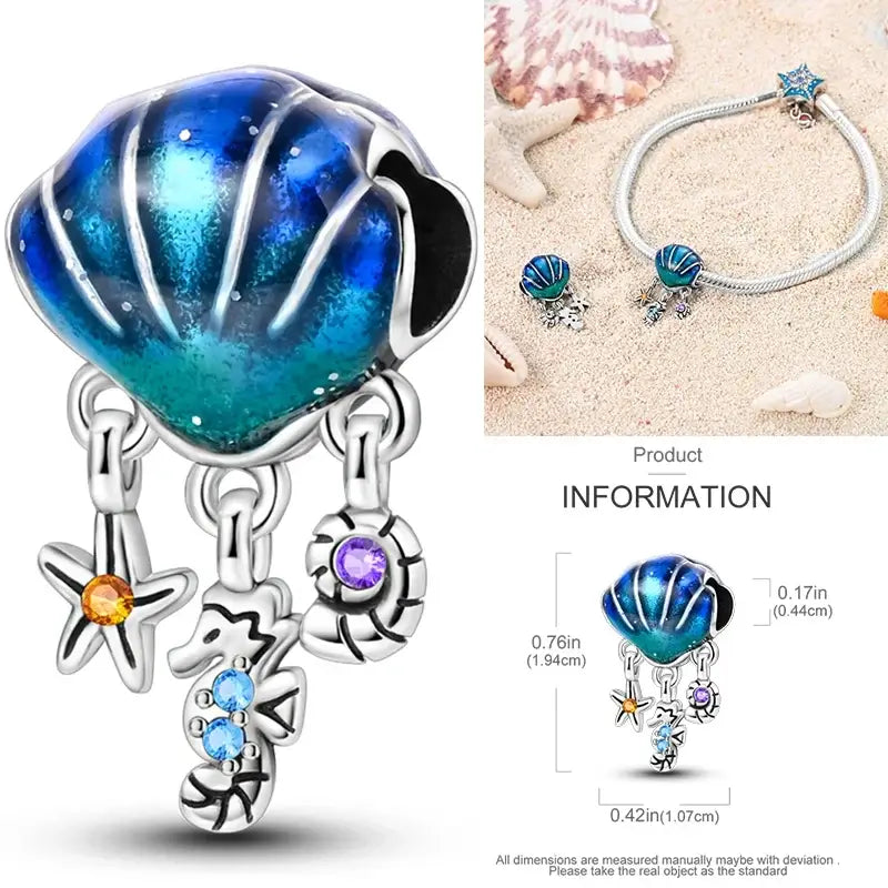 Hot Dream Catcher Feather 925 Sterling Silver Purple Colorful Moon Dreamy Blue Charm Original Fits Women DIY Jewelry Girl Charms