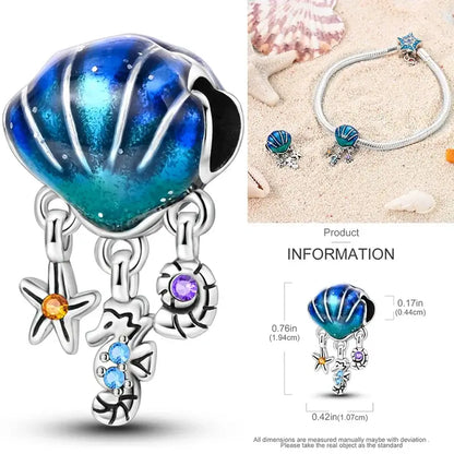 Hot Dream Catcher Feather 925 Sterling Silver Purple Colorful Moon Dreamy Blue Charm Original Fits Women DIY Jewelry Girl Charms