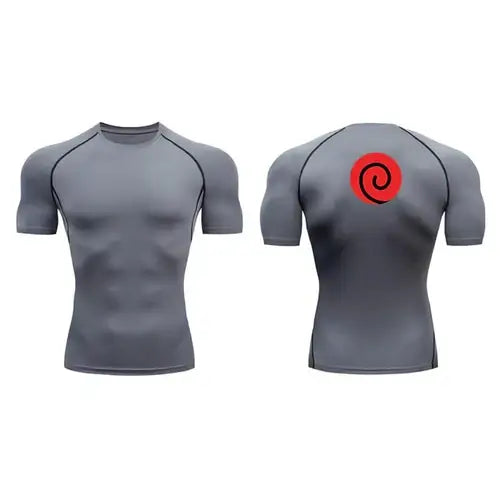 Anime Compression Shirt Men Quick-Dry Running Sports Shirts Fitness