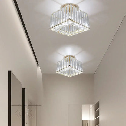Modern Crystal Ceiling or Pendant Light, Black or Gold