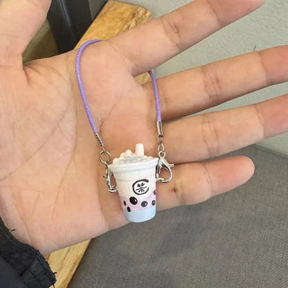 15cm/17cm Labubu Doll Accessories - Mini Realistic Bubble Tea Cup Plush Crossbody Pendant