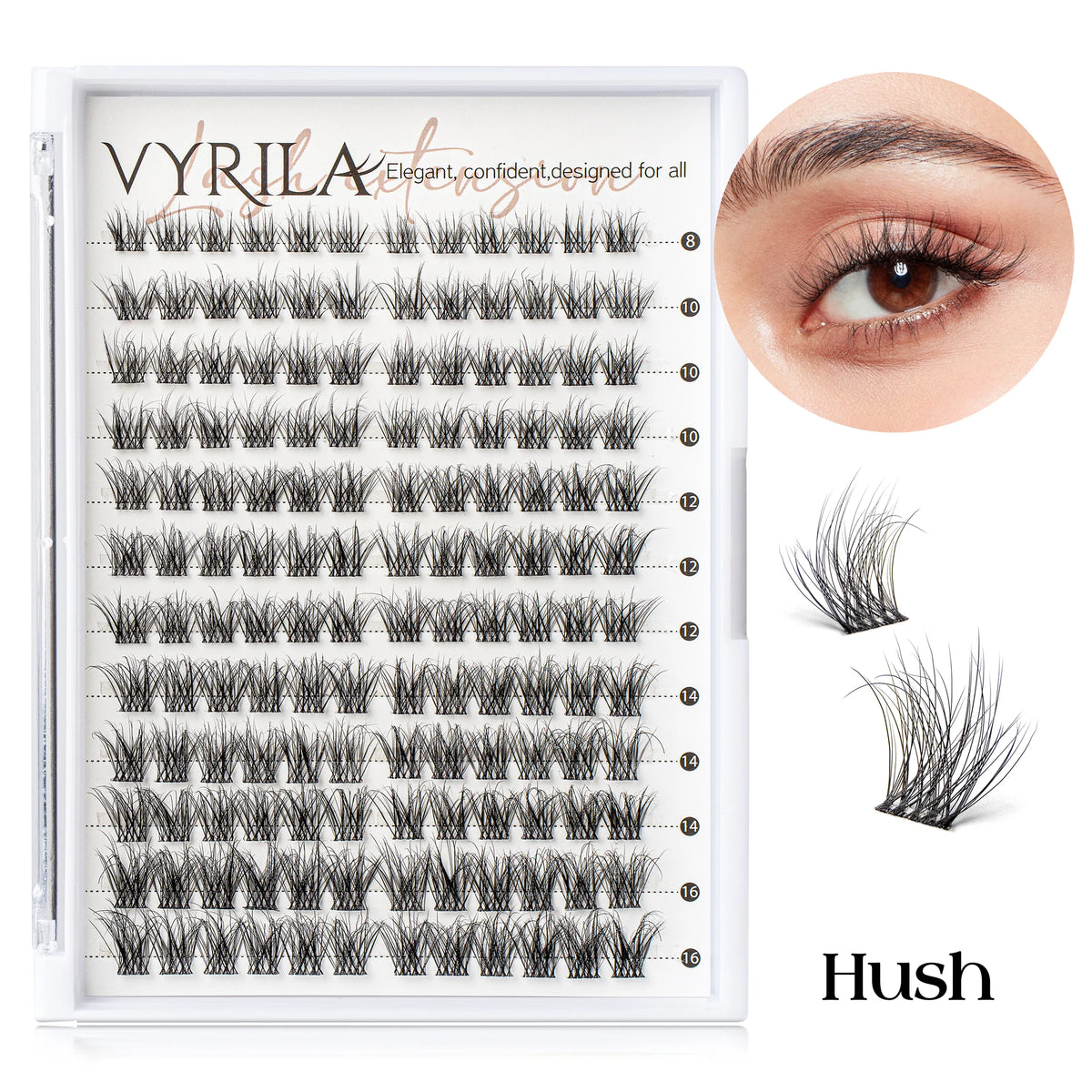VYRILA Individual Cluster Lashes – C Curl 3D Wispy DIY Eyelash Extensions | 0.05–0.07mm Super Thin Band | Reusable Natural Look