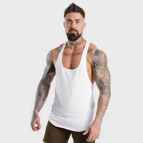 Summer Y Back Gym Stringer Tank Top Men Cotton Clothing Bodybuilding.