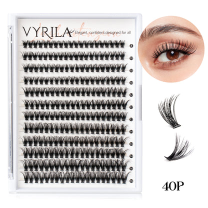 VYRILA Individual Cluster Lashes – C Curl 3D Wispy DIY Eyelash Extensions | 0.05–0.07mm Super Thin Band | Reusable Natural Look