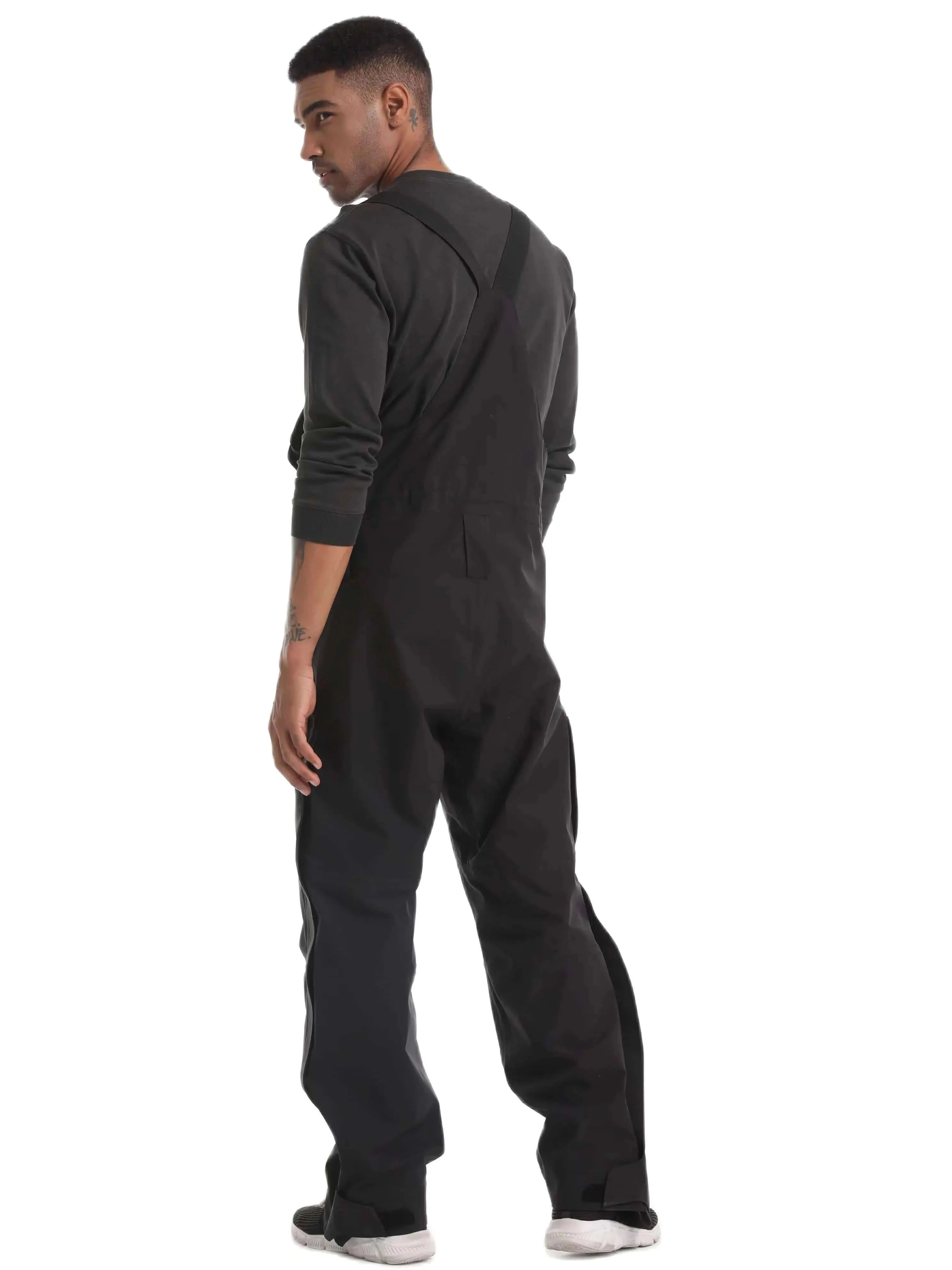 Men Chest Pants Waterproof Fishing Pants with Leg Zipper Front Pockets.