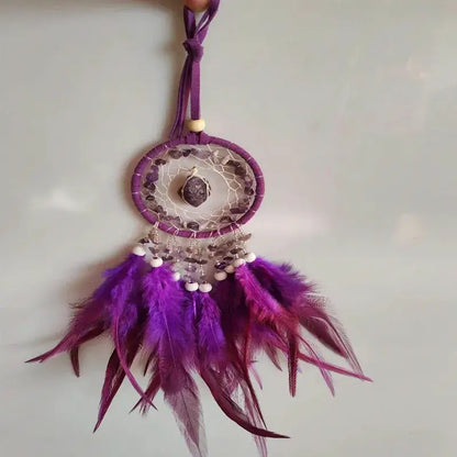 Dream Catcher Feather Pendant Crystal StoneHome Decor Wall Hanging Car Pendant Schoolbag Wind Chimes Dreamcatcher Decoration