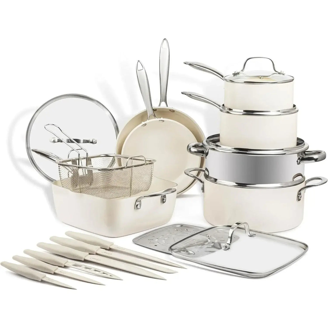 20 Pc Non Stick Cookware Set - Ceramic Pots &amp; Pans