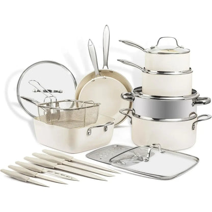 20 Pc Non Stick Cookware Set - Ceramic Pots &amp; Pans