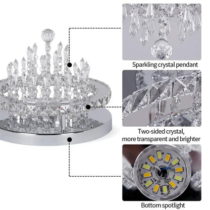 Round Crystal Raindrop LED Flush-Mount Chandelier