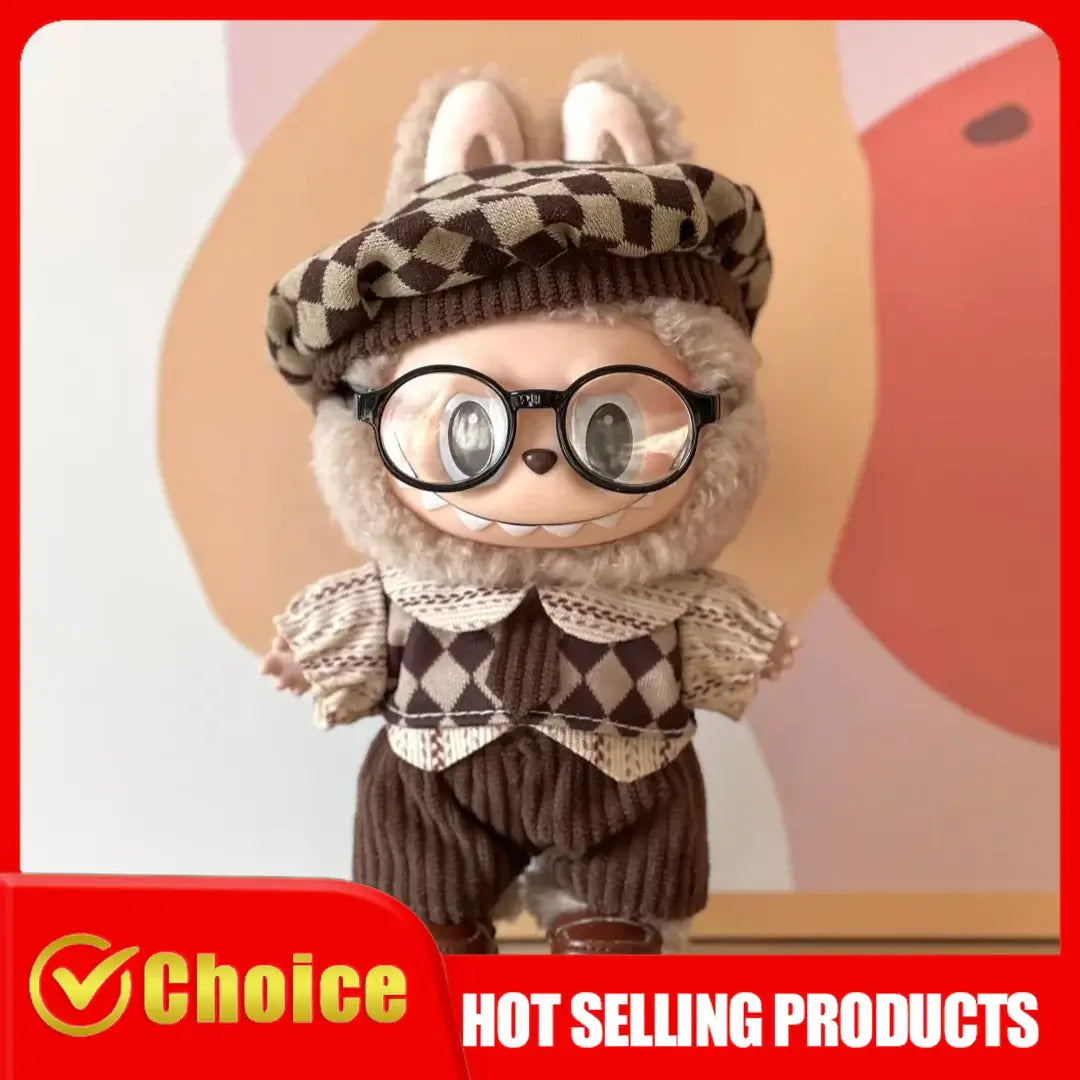 17cm Labubu Doll Clothes Set Kawaii Fashion Outfit with Hat Shoes