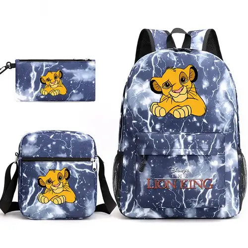 3Pcs Disney The Lion King Simba Bookbag Kids Backpack Boys Girls