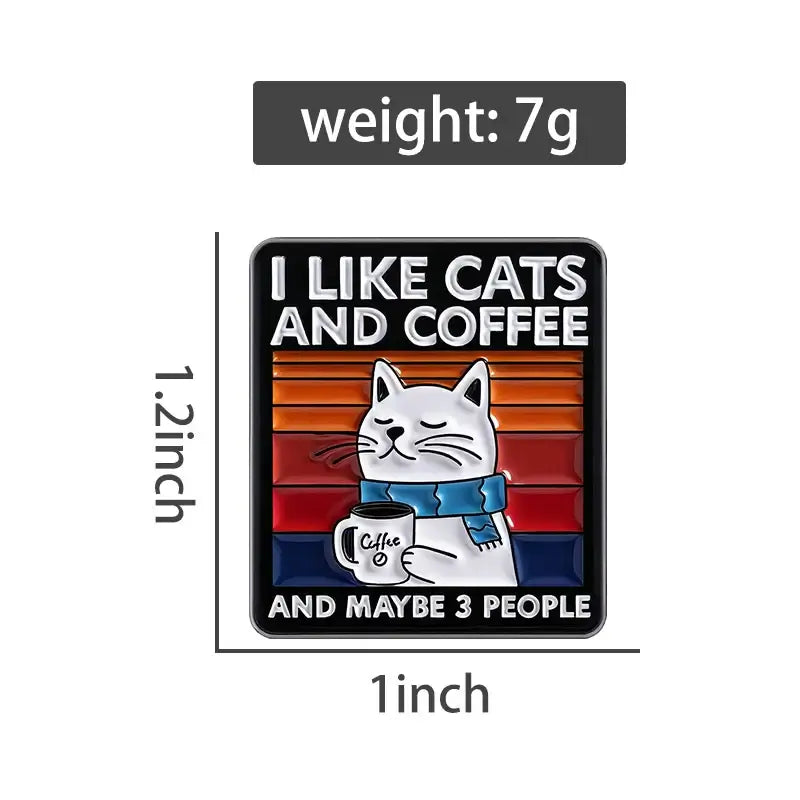 Cute Cat Coffee Enamel Pin, MORE ESPRESSO Metal Brooches Lapel Badge for Backpack Clothes Jewelry Gift