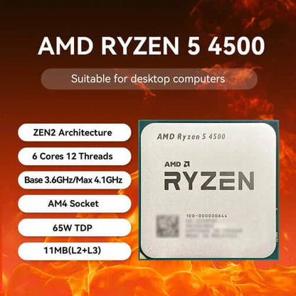 AMD Ryzen 5 4500 3.6GHz Base Clock 6-Core 12-Thread Desktop Processor