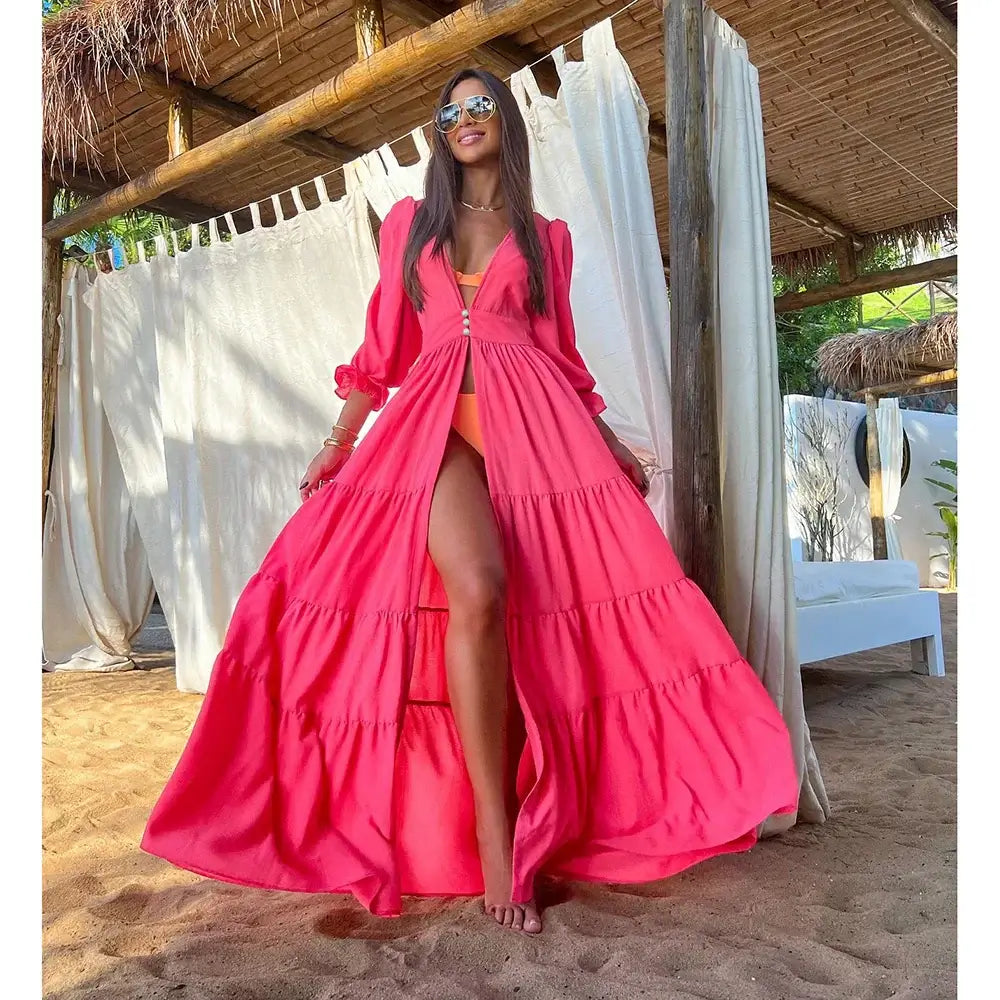 Blue Eyes Bikini Beach Cover Up Tunics For Beach Long Kaftan Bikini Cover Up Robe de Plage Sarong Beach Swimsuit Cover-ups