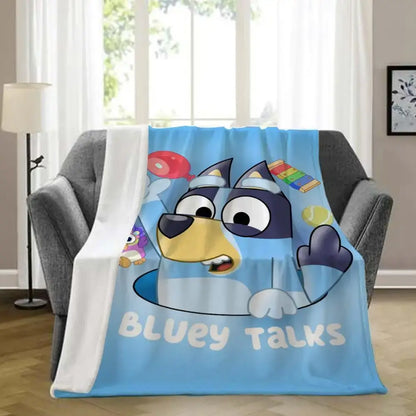 B-bluey-y Downy Throw Blanket Aesthetic Portable Home Travel Camping Sofa Picnic Thick Warm Flannel Blanket
