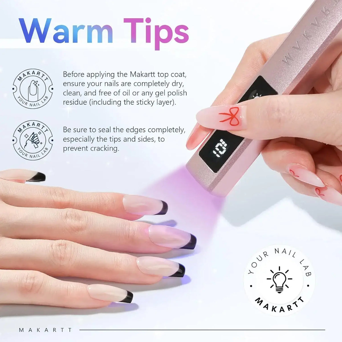 Makartt No-Wipe Gel Top Coat, 2 × 10 ml